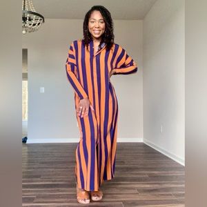 Striped shirt dress maxi